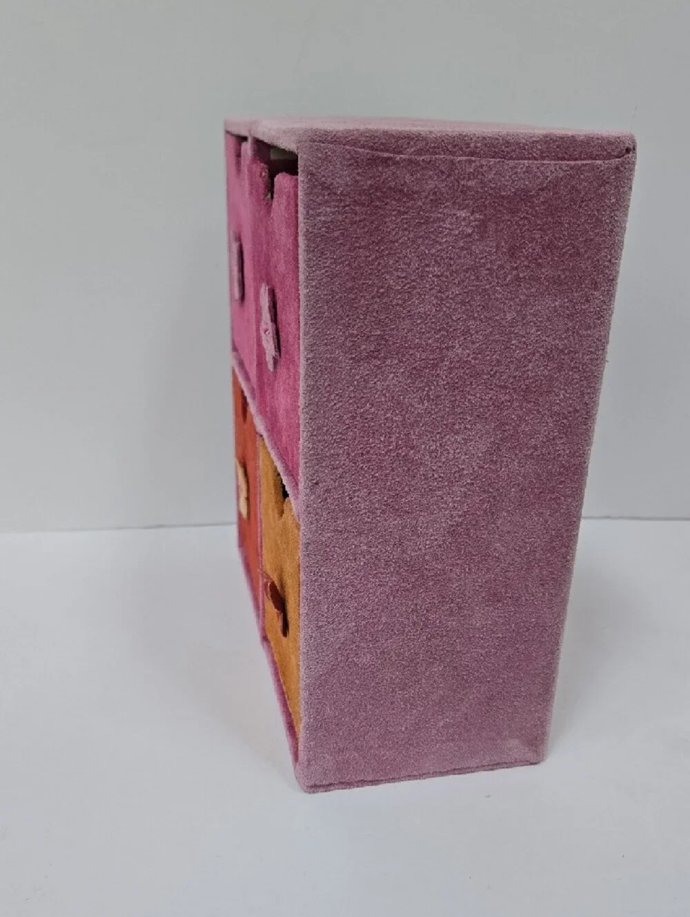 Suede 4-Drawer Cube Organizer - Pink & Orange